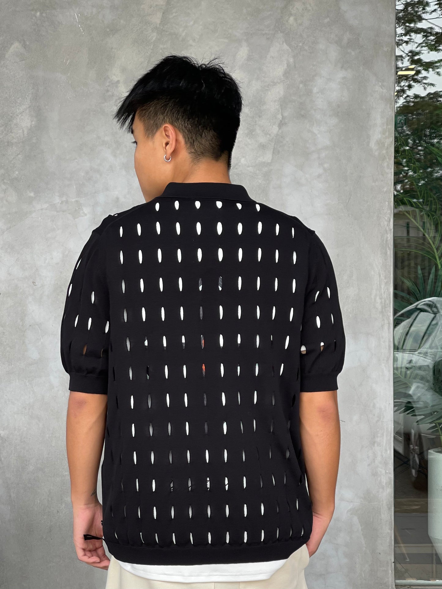 FENDI POLO ZIP FENCED KNIT