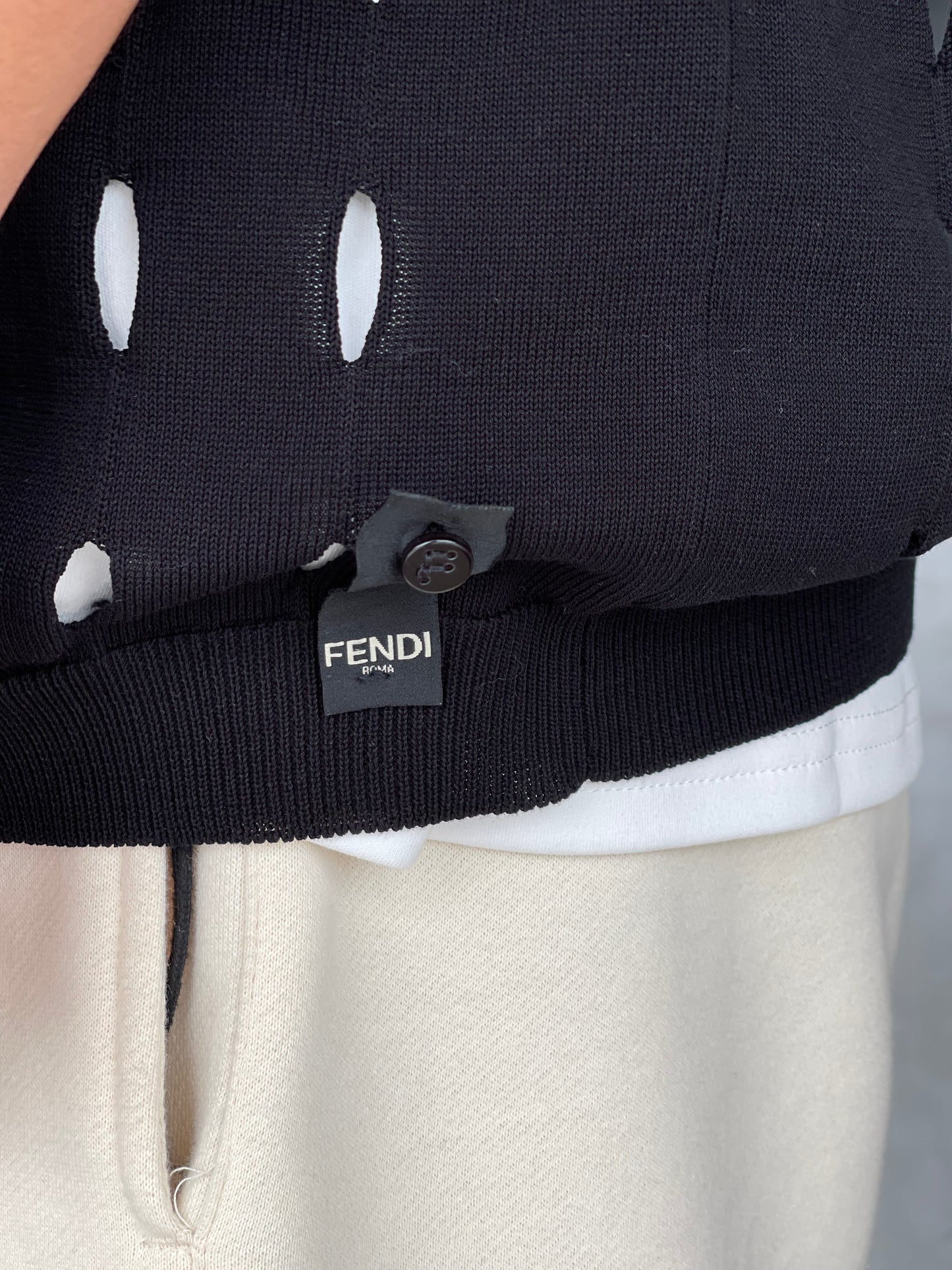 FENDI POLO ZIP FENCED KNIT