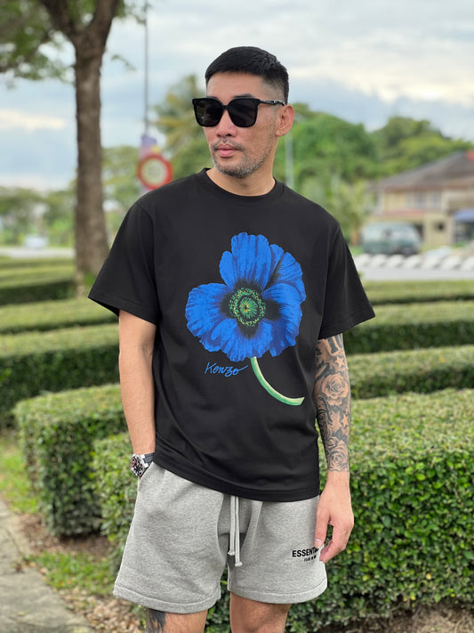 KENZO BLUE FLOWER PRINTED LOGO